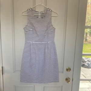 White Black Striped Sleeveless Dress
